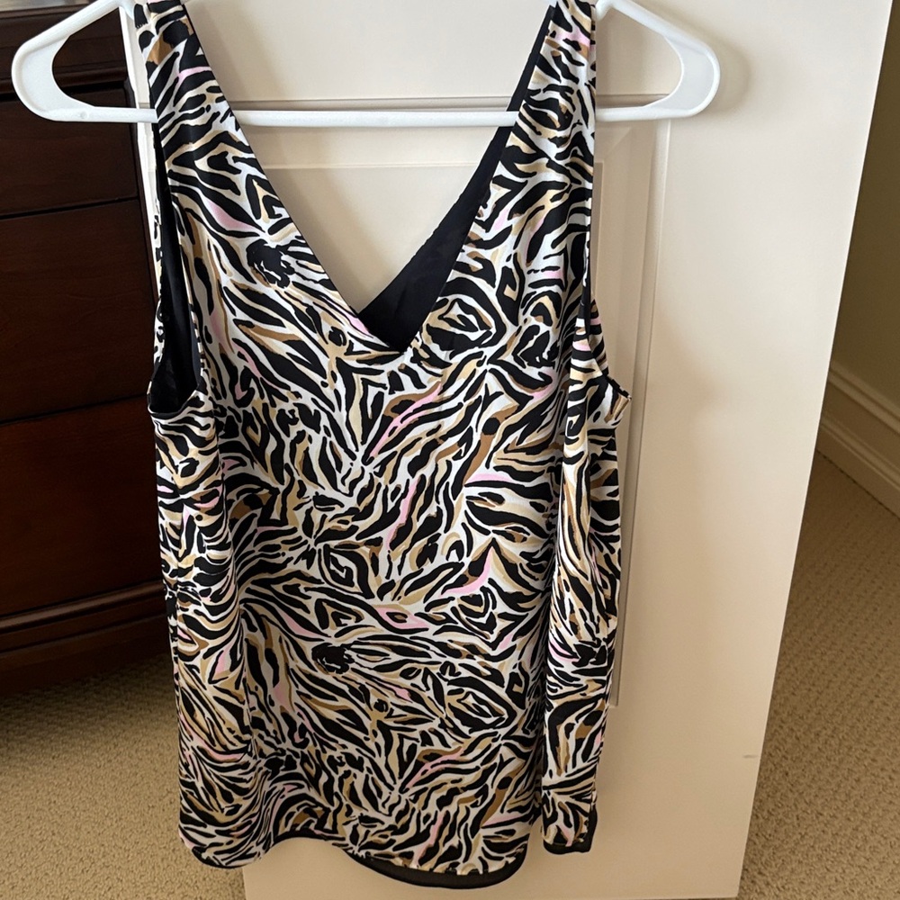 Lilly Pulitzer Reversible Zebra Print Tank Top - Black, White, Pink, Gold